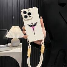 Funda para teléfono móvil 1PC 16plus con cordón, compatible con 13promax, 12, 14 y 15 Pro. Funda protectora de silicona suave con cobertura total de lentes, esquinas reforzadas y diseño de malla anticaídas. - Blanco - Ver 2