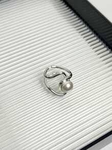 2pcs Pearl Rings Set For Women Couples New Elegant Creative Hollow Geometry Handmade Birthday Party Rings Jewelry Gifts