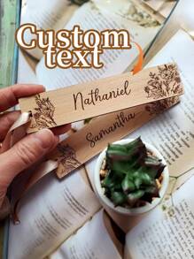 1pc Customized Bookmark Favors, Wedding Favor Bookmarks, Personalized Wooden Bookmarks, Place Cards, Unique Bookmark Gift For Guest, Bookmark With Name, School Supplies,Back To School