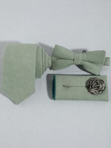 4 sztuki/zestaw męskich krawatów z miękkiego aksamitu, zestaw akcesoriów weselnych, zielony krawat, minimalistyczny i uniwersalny do codziennego noszenia