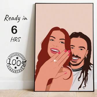 Personalisiertes Paar-Porträt, Paargemälde, Porträtdruck, Verlobungsporträtdruck, Verlobungsfotos als Geschenkbilder in HD-Qualität, Leinwandkunst, dekorative Hängeposter