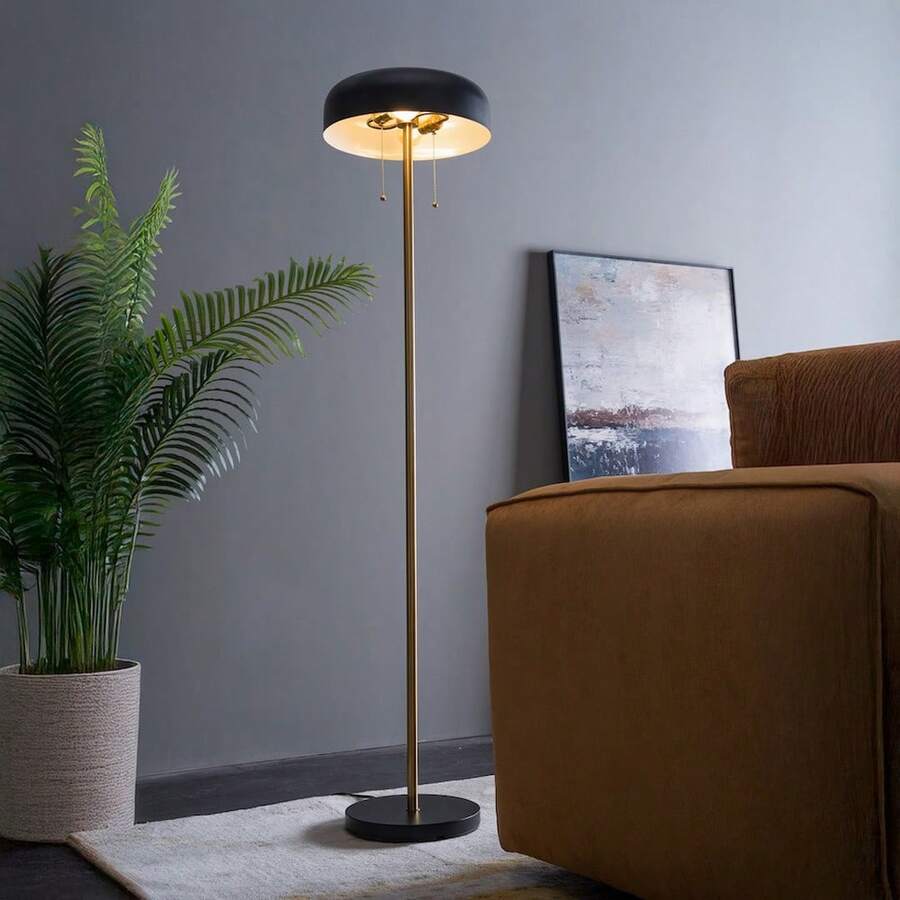 MERAX Modern Floor Lamp For Living Room Vesper Floor Lamp With Black Outer And White Inner 110-120V Tall Corner Lamp For Bedroom & Office Lighting - 美規A型插(110-127V) - 查看 1