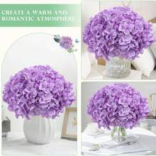 1/5/10/20pcs Hydrangea Artificial Flower Heads With Stems,Fake Hydrangea Flowers, Table Arrangement Decoration Silk Flower, Purple Fake Flower For Home Office Party Wedding, Fake Plants, Spring Decor, Room, Desk, Garden Decor, Room Decoration Stuff, Valentine Day, Gift