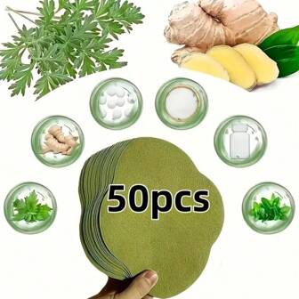 50pcs Moxa Belly Paste, Moxa Extract Belly Paste, Moxibustion Hot Acupoint Navel Moxa Paste