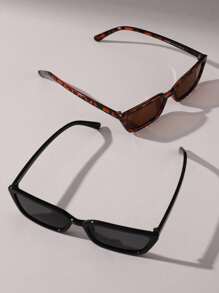 2pcs Geomertic Frame Fashion Y2K Black Sunglasses For Women Travel Outdoor Accessories Shade Going Out Outfit Outdoor Beach Seaside Vacation And Gift For Family And Friends