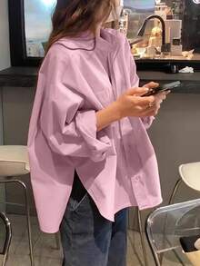 French Style Women Undershirt, Distinctive Design Niche Pink Shirt With High-End Feel, Petite Size Unique Blouse