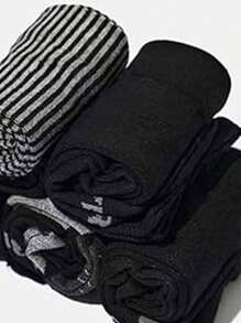 5 Pairs Men's High Crew Socks, Solid Colors, Business/Sport Socks, European/American Size, Tall Socks, Black, Fall Socks