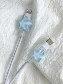 Set de 2 cables de datos de protección con estrella, que incluye dispositivo para enrollar el cable, clip protector de cable de carga y mordedor de cable, protector de cargador