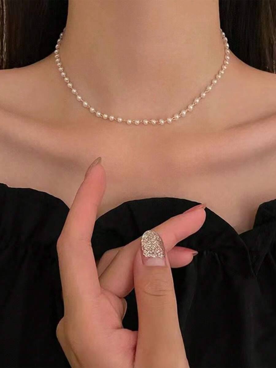 1pc Korean Cute Pearl Necklace