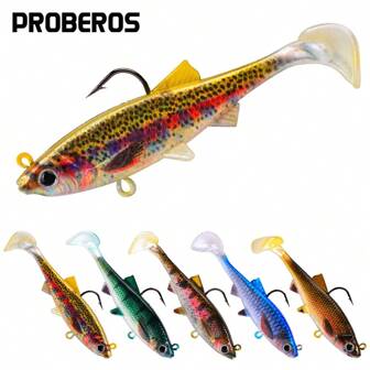 PROBEROS 5pcs Soft T-Tail Fishing Lures Set, ABS Material, Artificial Bait Wobbler For Walleye Perch Bass Pike, Assorted Weights 9g 13g 16g 22g 28g