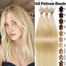 100Strands Micro Ring Loop Tip Remy Human Hair Extensions Straight Micro Beads Link Hair 0.5g/Strand #24 Natural Blonde #27 Dark Blonde #60 Platinum Blonde #613 Bleach Blonde #99J Wine Red - #60 Platinum Blonde - 查看 3