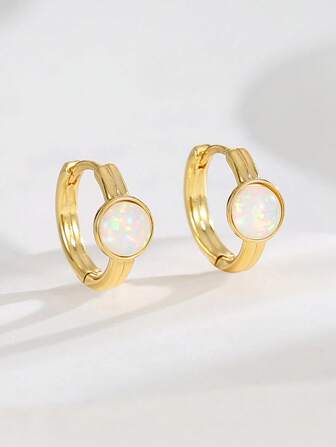 Charm-In 1 件经典简约 18K 镀金黄铜装饰艺术风格耳环，女士节日礼物