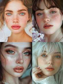 6 Sheets Glitter Freckles Holographic Stickers Heart Freckle Tattoos Glitter Stickers Waterproof Temp Tattoos With Glittery Star Heart Dot Pattern For Adults Accessories For Party Festival Daily Makeup - Hồng - Xem 3