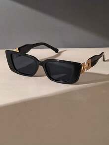 1pair Vintage Plastic Frame Geometric Eyeglasses Shades With Changeable Outdoor Travel Fashionable Decorative Fashion Glasses Shades Beach Accessories Beach Accessories Women Glasses Shades Basics Fall Winter Women Outfits Clothes Business Casual Gifts Chain Elegant Outfit Summer Beach Vacation,Outdoor,Travel Chain Vintage Style Rectangle Frame Going Out Outfit,Back To School - 2件裝金灰金茶組合 - 查看 1