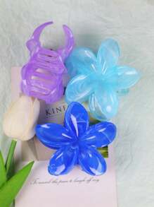 2pcs/Set Pink White Purple Ombre Hibiscus Flower Large Plastic Hair Clips, Elegant And Versatile, Suitable For Everyday, Party, Work, Travel For Women,Pink Accessories