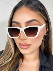 1 PC Women's Acrylic Casual Cat Eye Fashion White Glasses, Suitable For Holiday Outing, Holiday Gifts, And Daily Wear - Multicolor - View 8