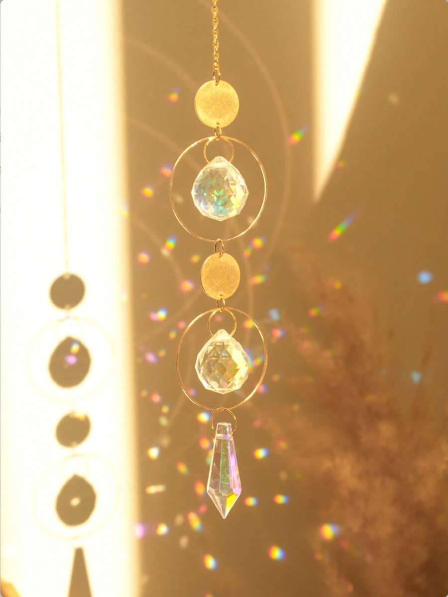 1 chiếc đèn thả pha lê Sun Catcher trang trí sân vườn - Nhiều màu - Xem 1