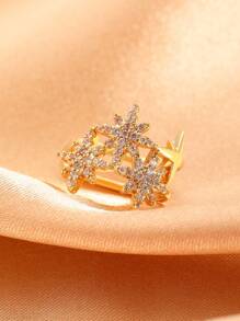 1 pieza Pendiente tipo ear cuff de circonita cúbica con diseño de copo de nieve elegante y sencillo, adecuado para uso diario, reuniones, fiestas y vacaciones