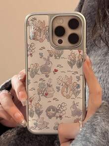 GUCADI 1 件花卉兔子设计银边硬壳环氧电镀手机壳适用于 Apple 16/15/14/13 系列 - 彩色 - 查看 5