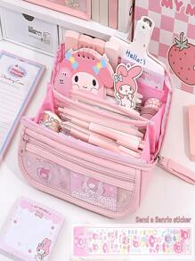 Sanrio 1pc [Authorized] Sanrio Pencil Case, Kuromi Series Large Capacity Stationery Bag, Men's And Women's Pencil Cases Come With Stickers, Perfect As A Back To School Gift,Pencil Pouch,School Bag