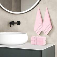 MyOwn Ultra Soft 3 Packs Cotton Towel Set, Contains A Bath Towel 28x55 Inch, A Hand Towel 16x24 Inch And Wash Cloth 12x12 Inch, Ideal Everyday Use, Compact And Lightweight - Pink, 71686 Back To School For Beauty Salon Home Bathroom - Pink - View 5