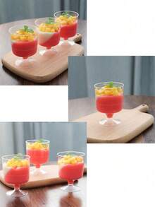 10/20 piezas Mini tazas transparentes para postres, tazas para mouse, pudín, fruta y helado, ideales para mouse, pudín, tiramisú, fiestas, bodas, cumpleaños y celebraciones festivas - Lavar a mano únicamente - Multicolor - Ver 8