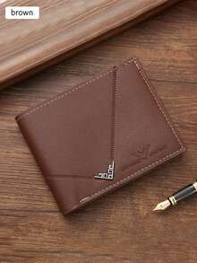 新款男士短款钱包卡包，带钞票夹、证件照相框和多个卡槽，采用高档PU软皮，大容量商务休闲钱包，带文件袋，时尚休闲钞票夹，适合年轻男士，可作为圣诞礼物、复古圣诞包、黑色钱包、男士礼物、新年礼物、情人节礼物。