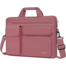 MOSISO Bolsa Mensajero de Hombro Compatible con 15 M4 M3 M2 2025-2023/Pro16 2025-2019,15-15.6 pulgadas Portátil con 2 Elevados&1 Solapa&1 Bolsillo Horizontal&Asa&Cinturón, Negro EHRO - rosa - Ver 2