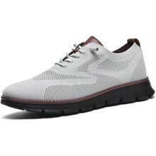 Men's Lightweight Casual Lace - Up Oxfords Walking Shoes, Comfortable Dress Shoes, Breeze Style - Light Grey - View 2