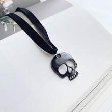 1 件简约哥特式天鹅绒亚克力新月吊坠项链，女士配饰装饰 - 骷髏款 - 查看 3