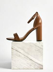 Sandalias de tacón alto para fiesta y baile con punta abierta, tacón grueso y correa de tobillo, regalos de Navidad para damas