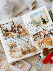 CANDY POETRY 1 Packung mit 40 Stück Haustier Paradies Aufkleber, kreative ästhetische Aufkleber, DIY Deko-Collage Bastelmaterial, Geschenke für Feiertage, personalisierte Scrapbooking-Schulmaterialien, Schulbedarf, Rückkehr zur Schule
