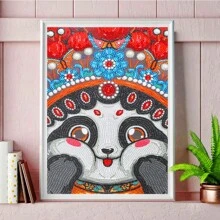 1 Adult DIY Diamond Painting Kit With Asymmetrical Shaped Rhinestones, Cute Panda Graphic Design, Suitable For Beginner, Home Wall Decor, Holiday Gift
