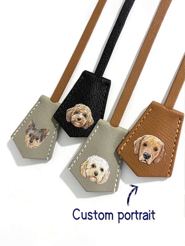 1 pieza Accesorio personalizado para bolso, Accesorio de retrato de mascota de cuero, Moda, Regalo personalizado para amantes de las mascotas, Accesorio para equipaje, Regalo conmemorativo de perro, Perfecto para cumpleaños, boda, accesorios de ropa, otoño elegante, novio, novia, familia, amigos