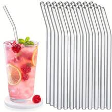2/4/8pcs Glass Straws With Cleaning Brush, Suitable For Cold/Hot Drinks, Juice, Milk, Family Gatherings, Holiday Gifts - Clear - View 1