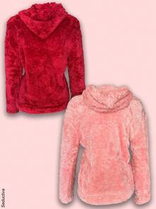 Kit de 2 sudaderas afelpadas con capucha para mujer, multicolor, tela de poliéster, aptas para temporadas de otoño e invierno, cuello redondo con capucha, mangas largas, interior cálido y agradable con tu piel. Ajuste con cierre frontal, bolsillos tipo canguro. Te llegarán 2 sudaderas en colores al azar. - Multicolor - Ver 6