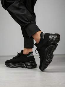 Zapatillas deportivas transpirables, antideslizantes y duraderas para hombre, estilo casual de 2025, zapatos de ocio versátiles, diseño unisex - Negro - Ver 4
