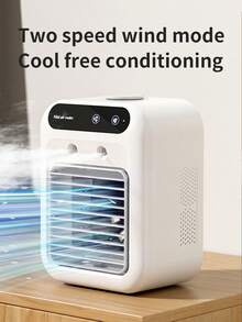 1 件 USB 可充电迷你加湿冷风扇，方便喷雾加湿冷风扇，两种模式调节风速，适用于卧室、客厅、办公室、户外露营小型空调。