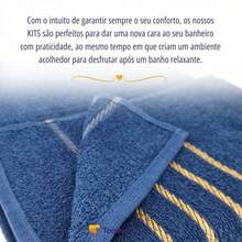 Show Towel Kit 3 Bath Towels With Gold Hem 100% Cotton 70x130cm - Dubai Collection - 綠色,藍色和灰色 - 查看 5