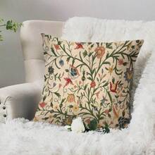 1 pieza, 2D, Funda de almohada de peluche corto súper suave, estilo clásico vintage medieval botánico (inspirado en el vintage) para decoración del hogar, regalos de vuelta a la escuela, puede elegir la funda de almohada impresa por un solo lado o por ambos lados (sin relleno de almohada)