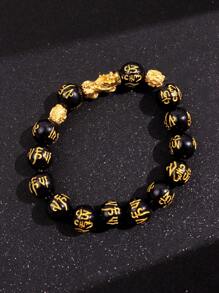 1 pieza Pulsera de cuentas de Pixiu, un accesorio de riqueza y prosperidad, única y versátil, ideal para uso diario y ocasiones de negocios, con un diseño extravagante y lujoso, una creación fascinante para los hombres