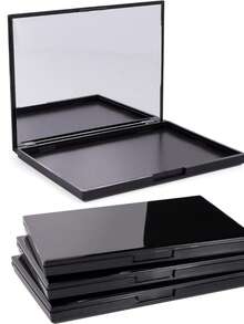 Magnetic Makeup Palette With Mirror, Empty Travel Makeup Storage Case, DIY Your Own Powder Or Eyeshadow Palette, Cosmetics, Cheap, Room Decor, Vanity, Travel, Bedroom, Makeup Accessories, Inexpensive, Christmas Gift, Cosmetics, Makeup Tools, Cheap Goods, Gift, Women Gift, Christmas Gift - Black - View 6