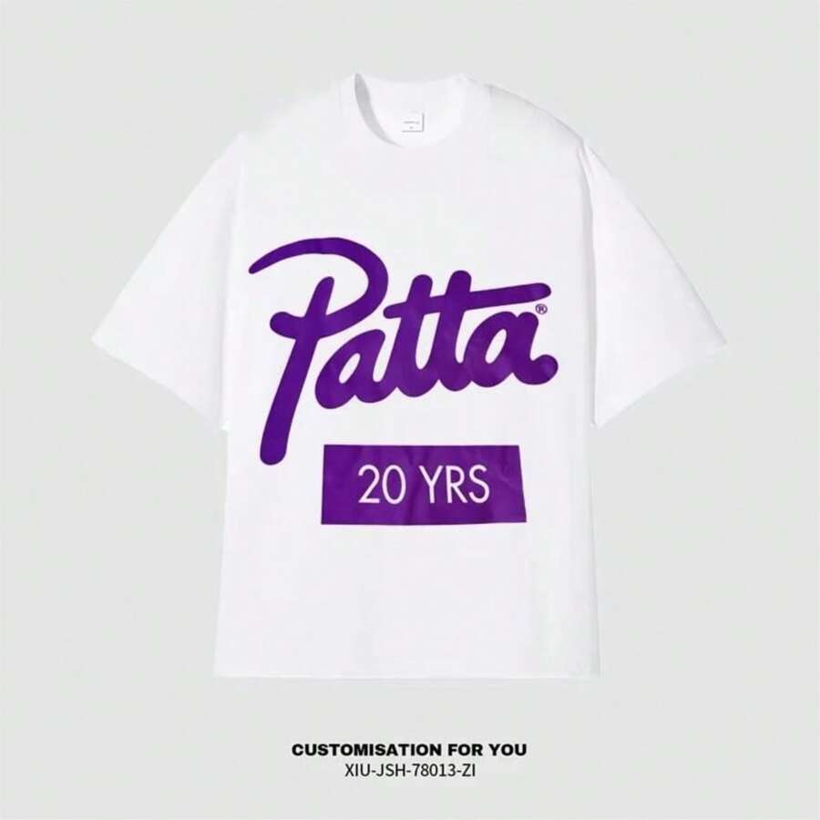 Hot Saless Summer Luxury Brand Men's Cotton Patta Print Fashionable Loose Casual Short-Sleeved Streetwear Women's T-Shirt - trắng - Xem 1