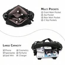 Angel Kiss Purses For Women Small Hobo Shoulder Bags Vagen Leather MultiPocket Tote Bag With ZipperRR8 - Black - View 3