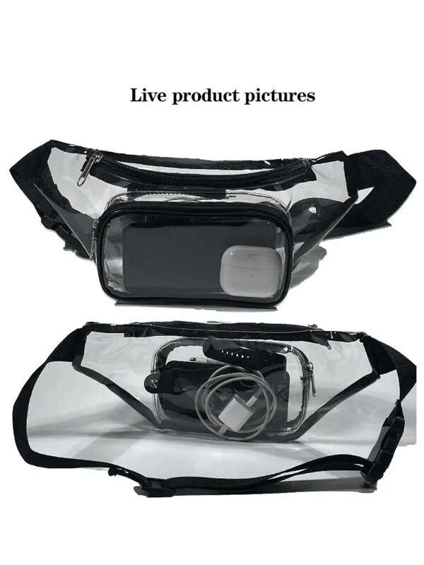 Bolsa de cintura deportiva de PVC transparente - Bandolera impermeable, bandolera antitranspirante con bolsillo con cremallera para hombres y mujeres