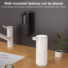 1pc 360ml Touchless Wall-Mounted Automatic Soap Dispenser, USB Rechargeable Smart Kids Handwashing Station, Waterproof And Moisture-Proof, Rechargeable Lithium Battery With Long Lasting Power, 2 Style Options For Various Liquids, Fashionable White Design With Vertical Ridge, Suitable For Kitchen, Bathroom, Hotel And School - Multicolor - View 5