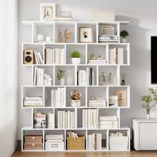 HaluPeit Bibliothèque, Étagère à 6 Niveaux, Bibliothèque de Bureau, Meuble de Rangement, Etagère, pour Salon, Chambre, Bureau, Moderne, 29 x 78,6 x 188,4 cm, Blanc - Blanc - Voir 2
