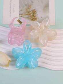 2pcs/Set Pink White Purple Ombre Hibiscus Flower Large Plastic Hair Clips, Elegant And Versatile, Suitable For Everyday, Party, Work, Travel For Women,Pink Accessories