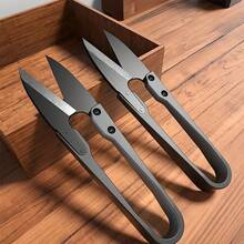 Safe Sewing Scissors - Wire Cutting, Embroidery Cross Embroidery U-Shaped Scissors With ABS Handle, Suitable For Handicrafts And Sewing Projects, Handicraft Essential | Durable Scissors, Sewing Accessories - 黑色 - 查看 1