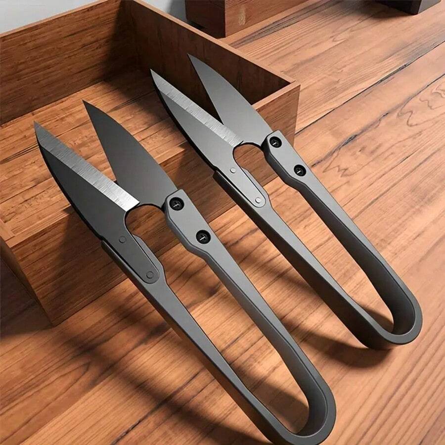 Safe Sewing Scissors - Wire Cutting, Embroidery Cross Embroidery U-Shaped Scissors With ABS Handle, Suitable For Handicrafts And Sewing Projects, Handicraft Essential | Durable Scissors, Sewing Accessories - 黑色 - 查看 1